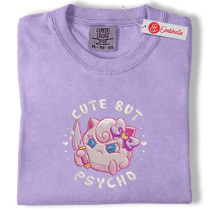 Jigglypuff Embroidered Shirt, Pokemon Shirt, PKM Shirt, Anime Embroidered Tee, Comfort colors Shirt