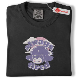 Alternative view of Snorlax Embroidered Shirt, Pokemon Shirt, Anime Embroidered Tee, Comfort colors Shirt