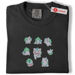 Alternative view of Bulbasaur Embroidered Shirt, Pokemon Shirt, PKM Shirt, Anime Embroidered Tee, Comfort colors Shirt