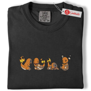 Alternative view of Charmander Embroidered Shirt, Pokemon Shirt, PKM Shirt, Anime Embroidered Tee, Comfort colors Shirt