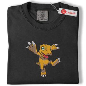 Alternative view of Agumon Embroidered Shirt, Digimon Adventure Shirt, Anime Embroidered Tee, Comfort colors Shirt