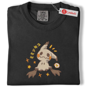 Alternative view of Mimikyu Embroidered Shirt, Pokemon Shirt, PKM Shirt, Anime Embroidered Tee, Comfort colors Shirt