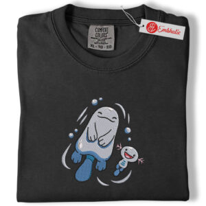 Alternative view of Wooper Embroidered Shirt, Quagsire Embroidered Shirt, Pokemon Shirt, PKM Shirt, Anime Embroidered Tee, Comfort colors Shirt