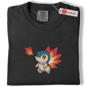 Alternative view of Cyndaquil Embroidered Shirt, Pokemon Shirt, PKM Shirt, Anime Embroidered Tee, Comfort colors Shirt