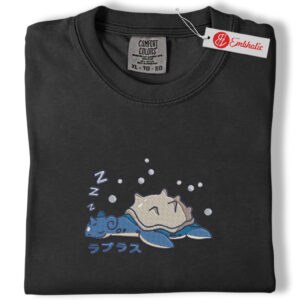 Alternative view of Lapras Embroidered Shirt, Pokemon Shirt, PKM Shirt, Anime Embroidered Tee, Comfort colors Shirt