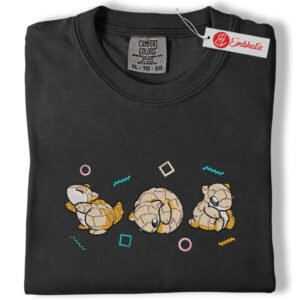 Alternative view of Sandy Shrew Embroidered Shirt, Pokemon Shirt, Anime Embroidered Tee, Comfort colors Shirt