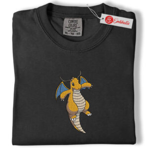 Alternative view of Dragonite Embroidered Shirt, Pokemon Shirt, Anime Embroidered Tee, Comfort colors Shirt