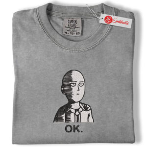 Saitama Embroidered Shirt, One Punch Man Shirt, Anime Embroidered Tee, Comfort colors Shirt