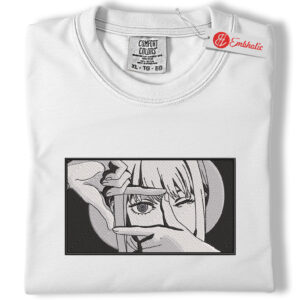 Makima Manga Panel Embroidered Shirt, Chainsaw Man Shirt, Anime Embroidered Tee, Comfort Colors Shirt