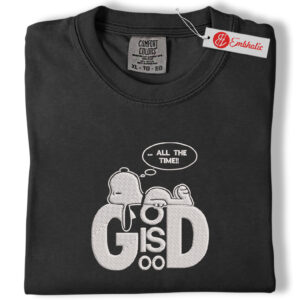 Alternative view of Snoopy Embroidered Shirt, Peanuts Shirt, Animated Embroidered Tee, Comfort colors Shirt