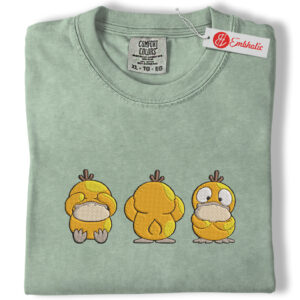 Psyduck Embroidered Shirt, Pokemon Shirt, Anime Embroidered Tee, Comfort colors Shirt