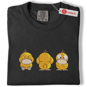 Alternative view of Psyduck Embroidered Shirt, Pokemon Shirt, Anime Embroidered Tee, Comfort colors Shirt