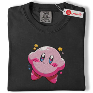 Alternative view of Kirby Embroidered Shirt, Kirby Shirt, Game Embroidered Tee, Comfort colors Shirt