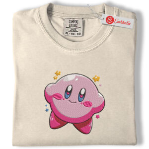 Kirby Embroidered Shirt, Kirby Shirt, Game Embroidered Tee, Comfort colors Shirt