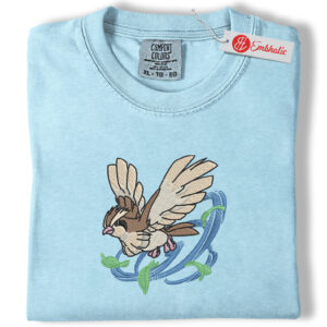 Pidgey Embroidered Shirt, PKM Shirt, Flying Type Embroidered Tee, Comfort Colors Shirt