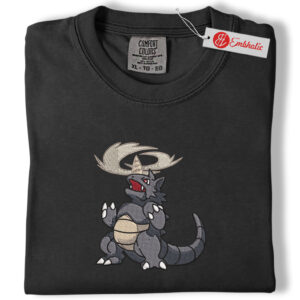 Alternative view of Rhyhorn Embroidered Shirt, PKM Shirt, Ground Type Embroidered Tee, Comfort Colors Shirt