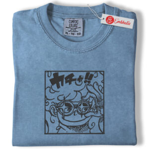Alternative view of Luffy Gear 5 Manga Panel Embroidered Shirt, One Piece Shirt, Anime Face Embroidered Tee, Comfort Colors Shirt