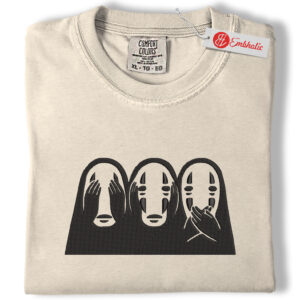 No Face Trio Embroidered Shirt, Spirited Away Shirt, Minimal Anime Embroidered Tee, Comfort Colors Shirt