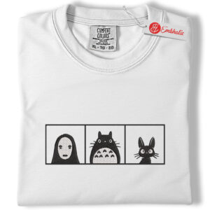 No Face, Totoro & Jiji Embroidered Shirt, Ghibli Shirt, Anime Embroidered Tee, Comfort Colors Shirt