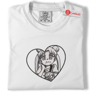 Sailor Moon Heart Embroidered Shirt, Sailor Moon Shirt, Anime Embroidered Tee, Comfort Colors Shirt