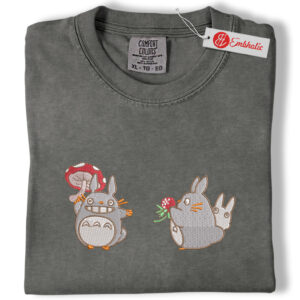 Totoro Forest Friends Embroidered Shirt, Ghibli Shirt, Cute Anime Embroidered Tee, Comfort Colors Shirt