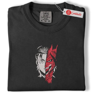 Attack On Titan Embroidered Shirt, Anime Shirt, Anime Embroidered Tee, Comfort colors Shirt