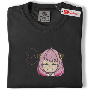 Alternative view of Anya Heh Face Embroidered Shirt, Spy x Family Shirt, Anime Meme Embroidered Tee, Comfort Colors Shirt
