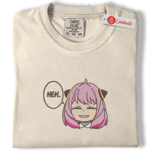 Anya Heh Face Embroidered Shirt, Spy x Family Shirt, Anime Meme Embroidered Tee, Comfort Colors Shirt