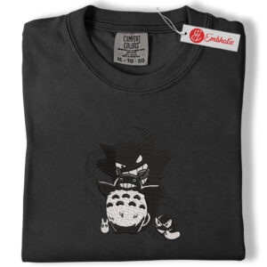 Alternative view of Gengar Vs Totoro Embroidered Shirt, PKM Shirt, Anime Embroidered Tee, Comfort colors Shirt