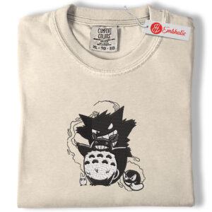 Gengar Vs Totoro Embroidered Shirt, PKM Shirt, Anime Embroidered Tee, Comfort colors Shirt
