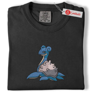 Alternative view of Lapras Embroidered Shirt, Pokemon Shirt, PKM Shirt, Anime Embroidered Tee, Comfort colors Shirt