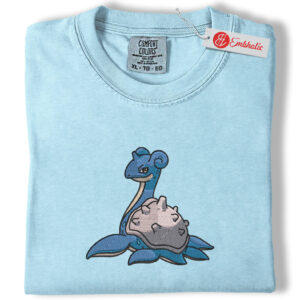Lapras Embroidered Shirt, Pokemon Shirt, PKM Shirt, Anime Embroidered Tee, Comfort colors Shirt