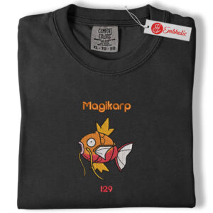Alternative view of Magikarp Embroidered Shirt, Pokemon Shirt, Anime Embroidered Tee, Comfort colors Shirt