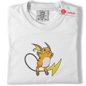 Raichu Embroidered Shirt, Pokemon Shirt, PKM Shirt, Anime Embroidered Tee, Comfort colors Shirt