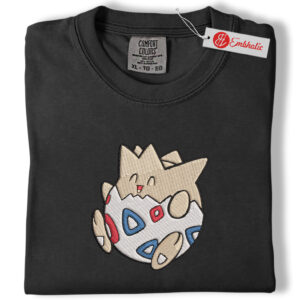 Alternative view of Togepi Embroidered Shirt, Pokemon Shirt, PKM Shirt, Anime Embroidered Tee, Comfort colors Shirt