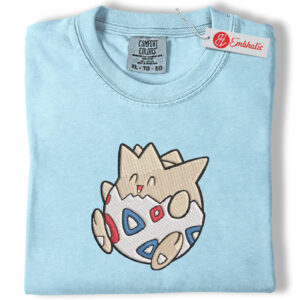 Togepi Embroidered Shirt, Pokemon Shirt, PKM Shirt, Anime Embroidered Tee, Comfort colors Shirt