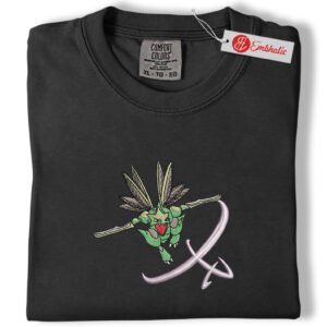 Alternative view of Scyther Embroidered Shirt, Pokemon Shirt, Anime Embroidered Tee, Comfort colors Shirt