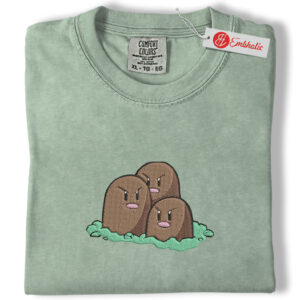 Dugtrio Cute Monster Embroidered Shirt, PKM Shirt, Kawaii Anime Embroidered Tee, Comfort Colors Shirt