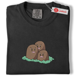 Alternative view of Dugtrio Cute Monster Embroidered Shirt, PKM Shirt, Kawaii Anime Embroidered Tee, Comfort Colors Shirt