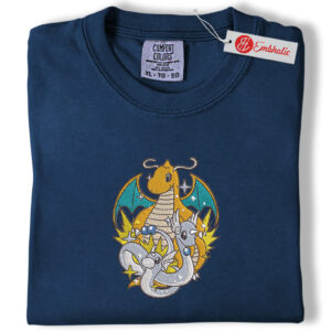 Dragonite, Dragonair & Dratini Embroidered Shirt, PKM Shirt, Dragon Type Embroidered Tee, Comfort Colors Shirt