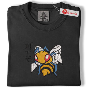 Alternative view of Beedrill Attack Pose Embroidered Shirt, PKM Shirt, RAnime Embroidered Tee, Comfort Colors Shirt