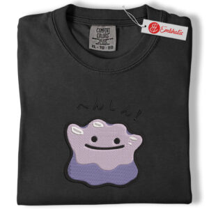 Alternative view of Ditto Smile Face Embroidered Shirt, PKM Shirt, Anime Embroidered Tee, Comfort Colors Shirt