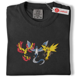 Alternative view of Legendary Birds Embroidered Shirt, PKM Shirt, Anime Embroidered Tee, Comfort Colors Shirt