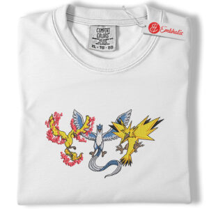 Legendary Birds Embroidered Shirt, PKM Shirt, Anime Embroidered Tee, Comfort Colors Shirt