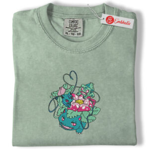 Bulbasaur, Ivysaur & Venusaur Embroidered Shirt, PKM Shirt, Anime Embroidered Tee, Comfort Colors Shirt