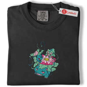 Alternative view of Bulbasaur, Ivysaur & Venusaur Embroidered Shirt, PKM Shirt, Anime Embroidered Tee, Comfort Colors Shirt