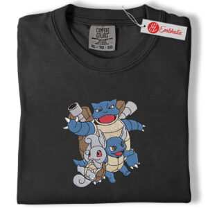 Alternative view of Squirtle Evolution Embroidered Shirt, PKM Shirt, Cute Anime Embroidered Tee, Comfort Colors Shirt