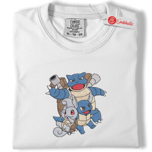 Squirtle Evolution Embroidered Shirt, PKM Shirt, Cute Anime Embroidered Tee, Comfort Colors Shirt