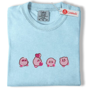 Kirby Friends Embroidered Shirt, Kirby Shirt, Cute Game Embroidered Tee, Comfort Colors Shirt