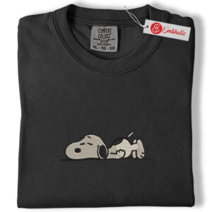Alternative view of Snoopy Nap Time Embroidered Shirt, Peanuts Shirt, Animated Embroidered Tee, Comfort Colors Shirt